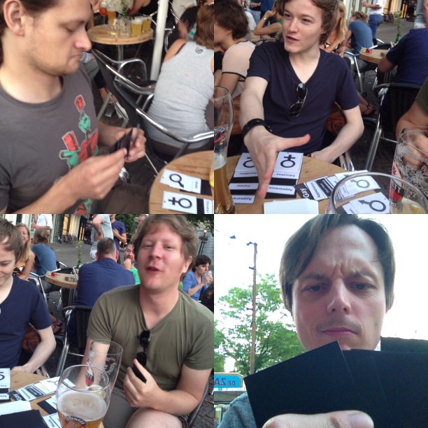 Playtesting a card game by Joris about arranged marriages.