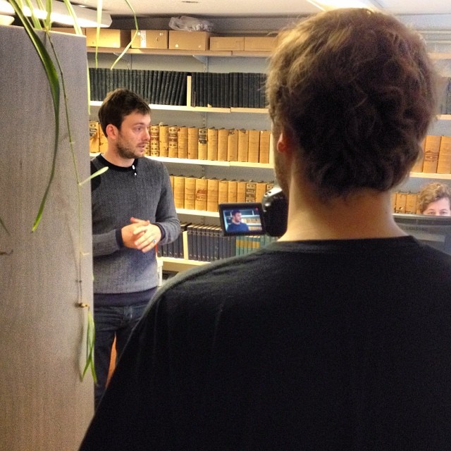 Bram shooting Dirk for the mini documentary on Victory Boogie Woogie