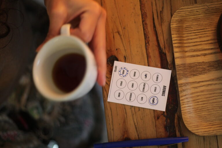 Playing the Cuppings coffee tasting game at The Village